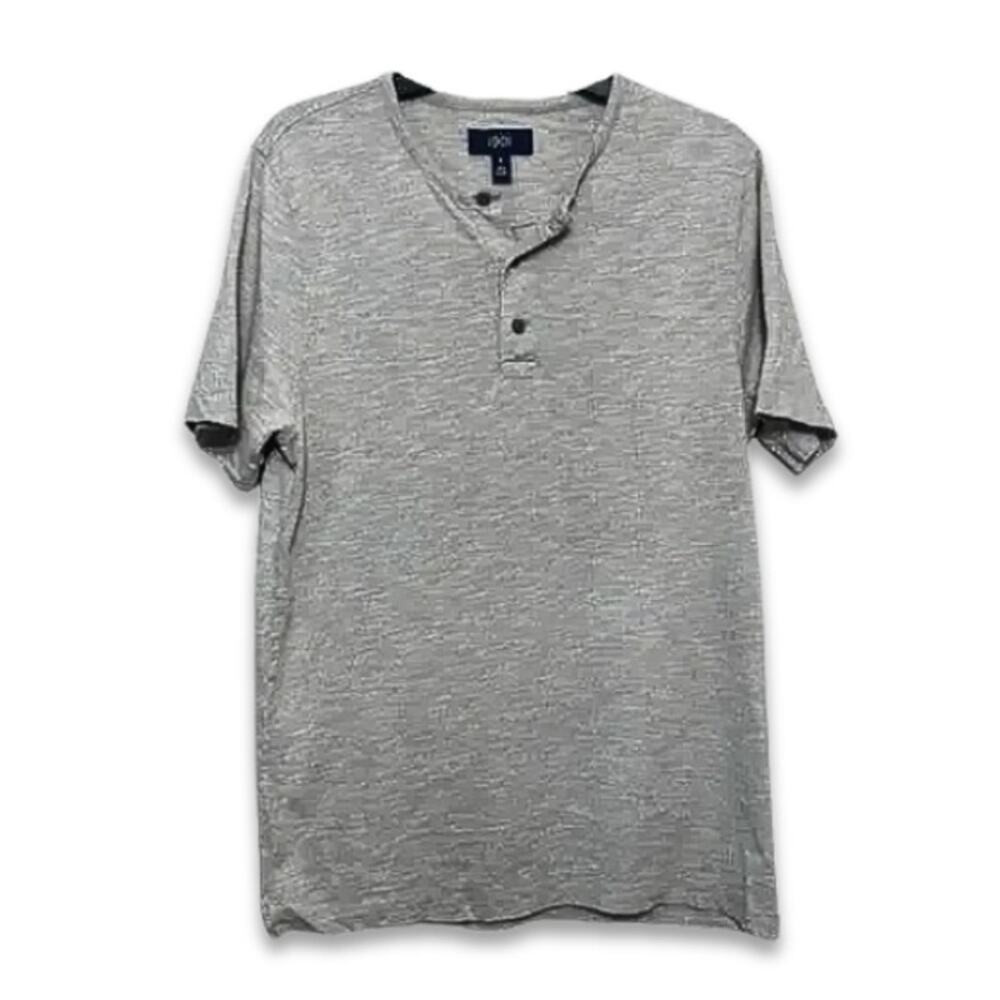 1901 Henley T-Shirt Short Sleeve Design 100% Cotton Solid Gray Men's S NWOT